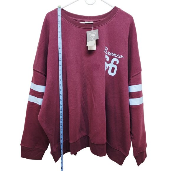 Ford Official Licensed Bronco 66 1966 Oversized Sweatshirt 3X Burgundy  White - Picture 3 of 7